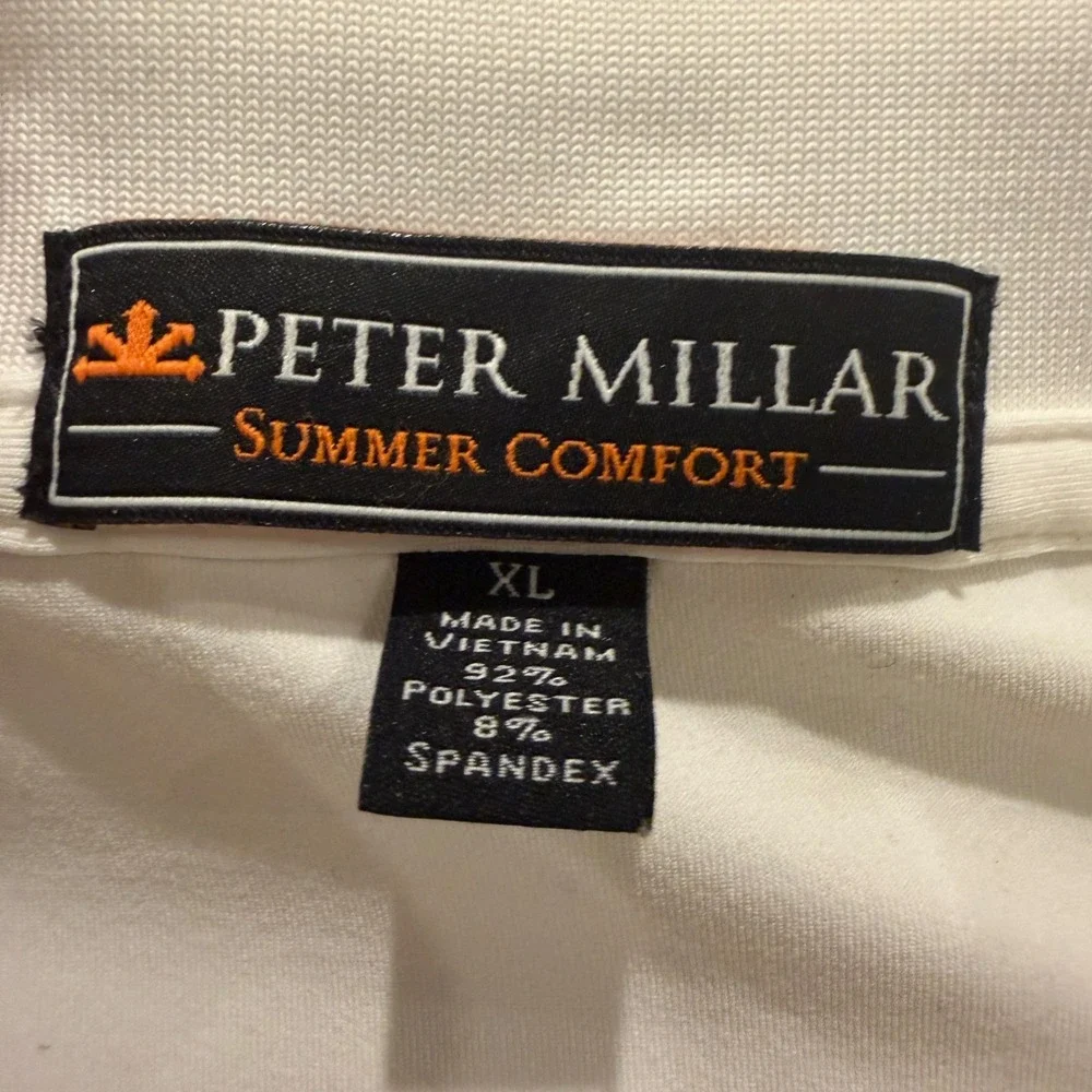 Peter Millar Summer Comfort Polo Shirt Men XL White The Farms Golf Founders 2013
